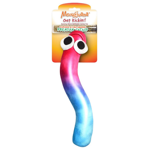 Meowijuana Get Kickin' Refillable Gummy Worm Pink Blue - Poudre Pet & Feed Supply